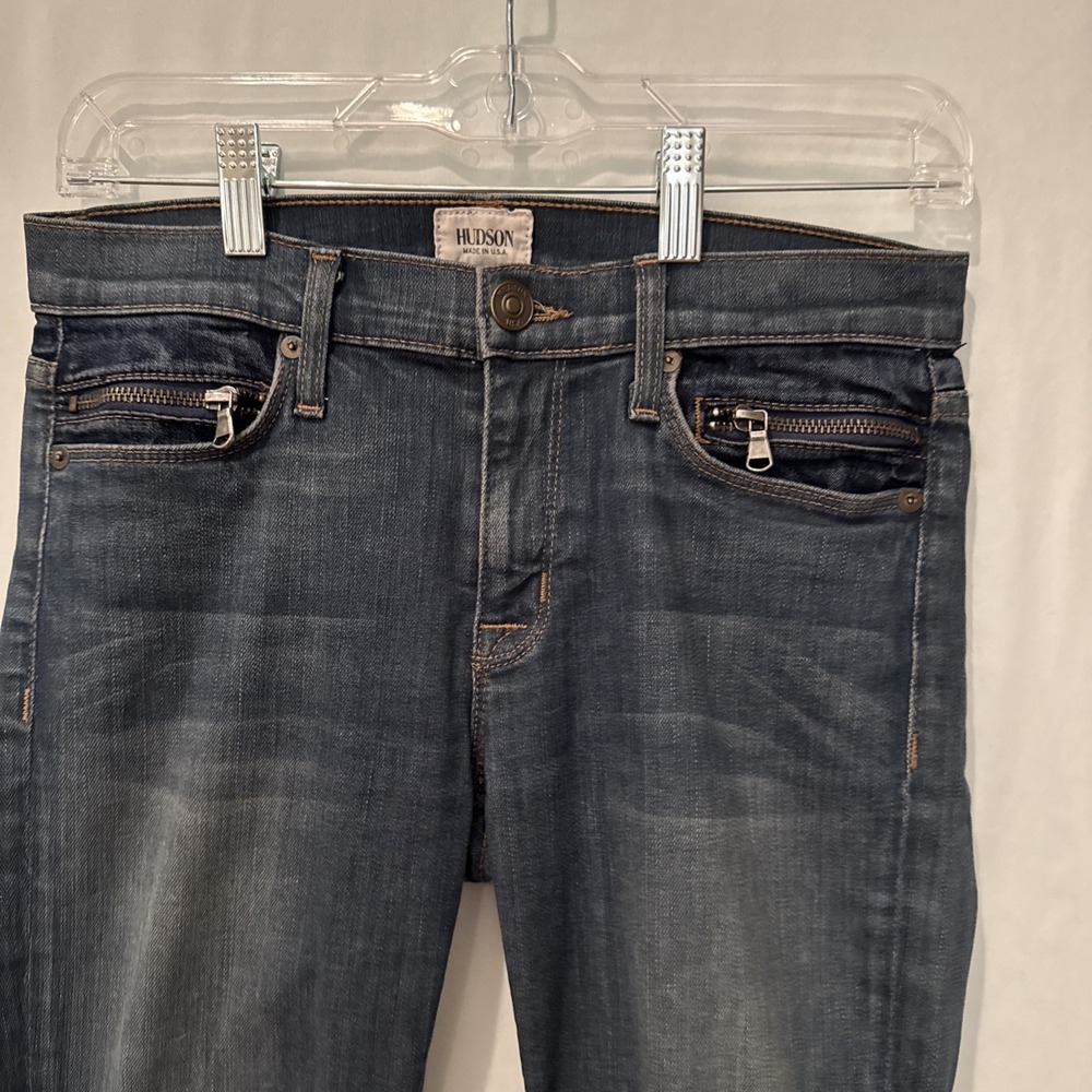 HUDSON Blue Denim Newton Patchwork Stretch Skinny Jeans 26 NWOT